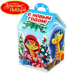 Сладкий подарок на Новый Год в картонной упаковке весом 600 грамм по цене 654 руб в Бронницах